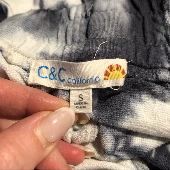 C&C California tie dye jogger sweatpants dark grey blue drawstring S - Picture 6 of 7